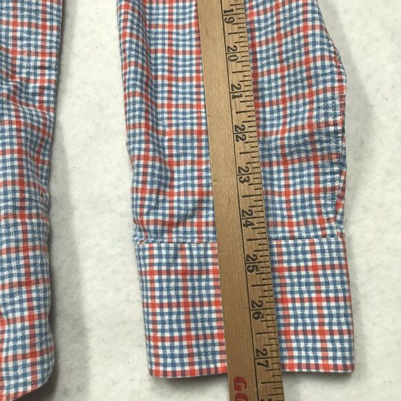 TWILLORY untuck(able) Twill Shirt Men XL Pastel Orange Blue Plaid Linen - Picture 15 of 16